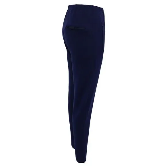 Balenciaga Gartered Slim-Fit Trousers in Navy Blue Polyester